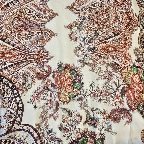 Karen Kane Floral Paisley Scarf Top Cold Shoulder Sz L Pullover Blouse USA Made - Picture 8 of 10